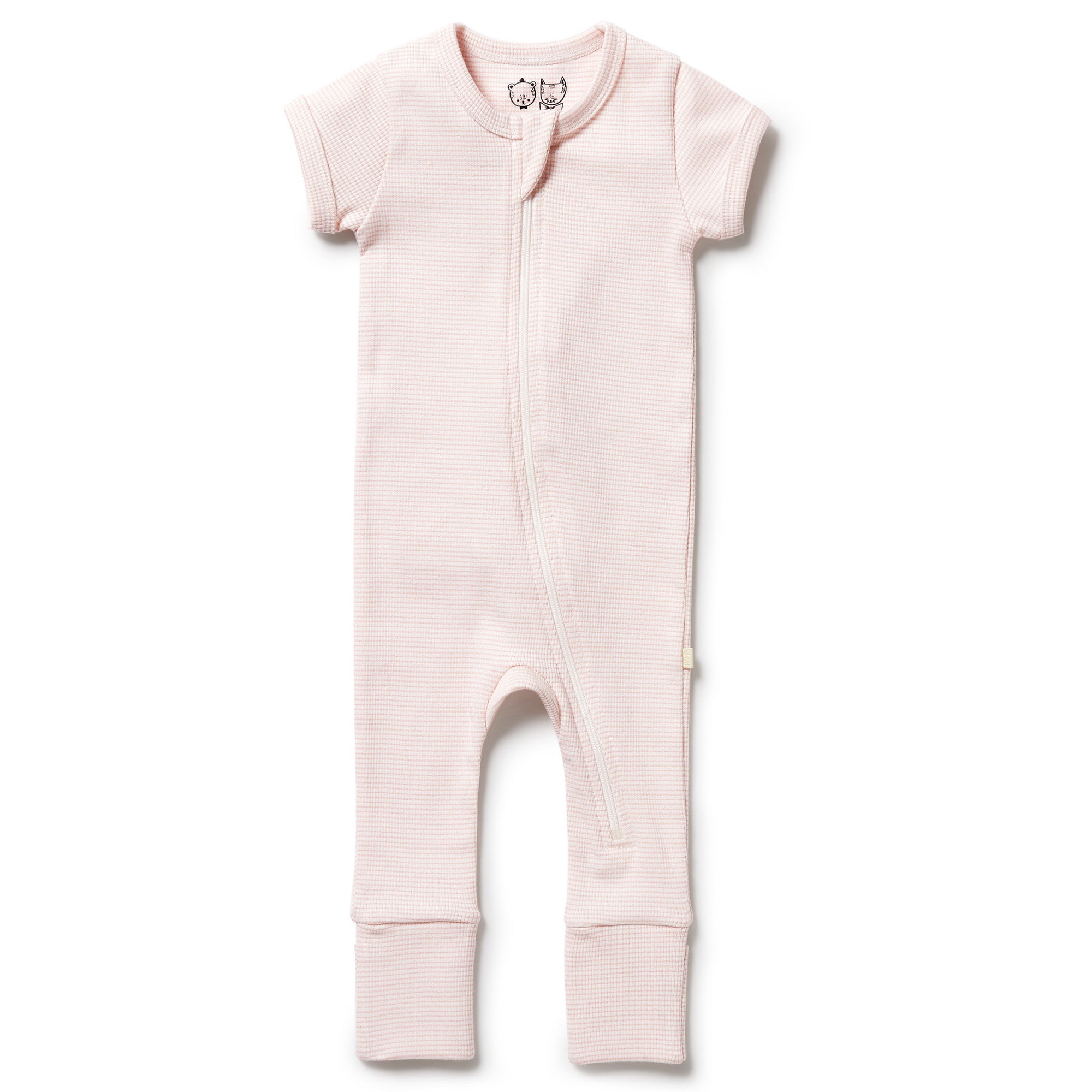 Organic Stripe Rib Zipsuit