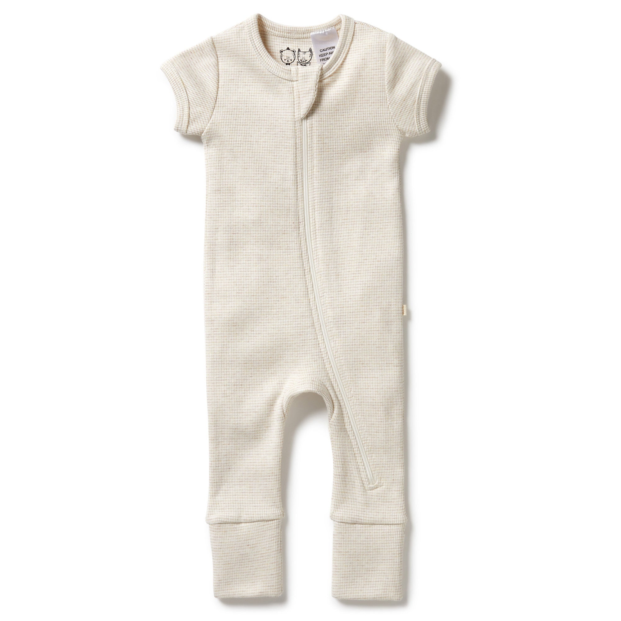Organic Stripe Rib Zipsuit