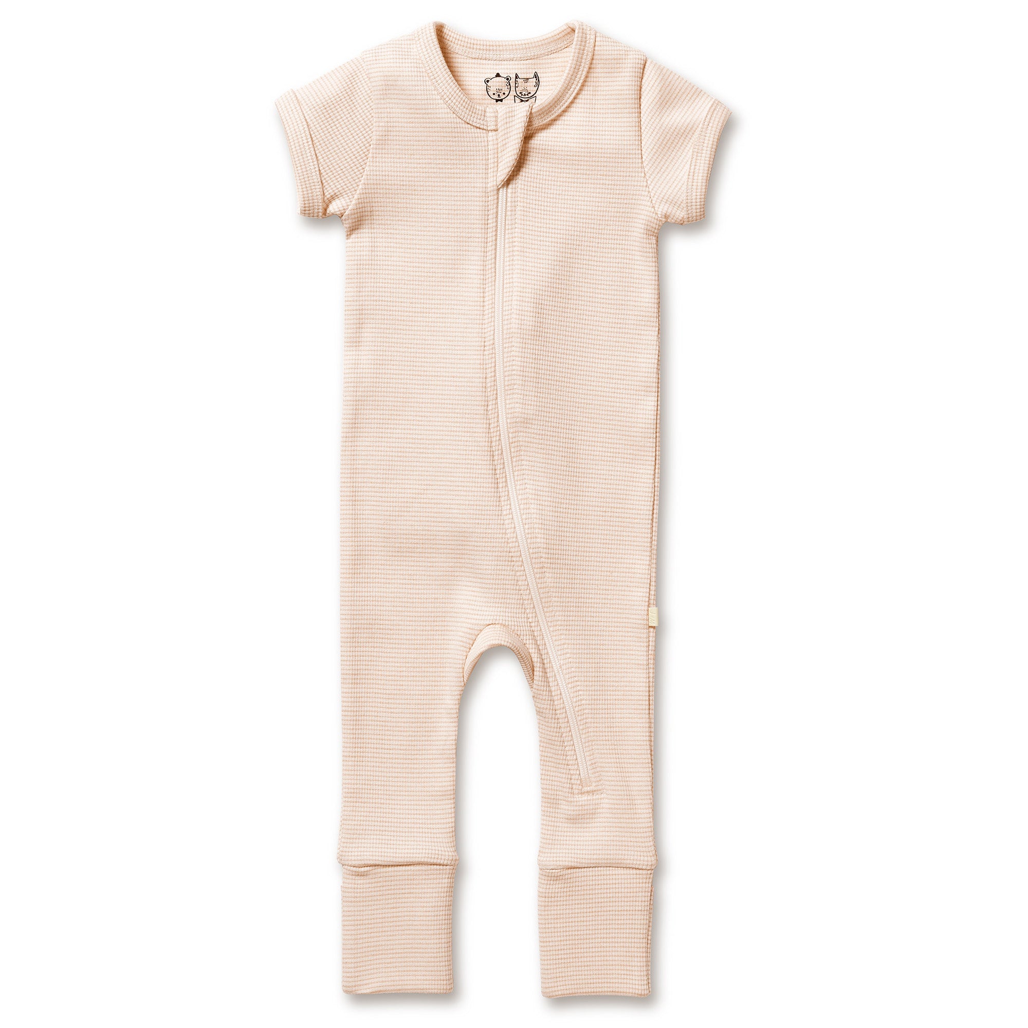 Organic Stripe Rib Zipsuit