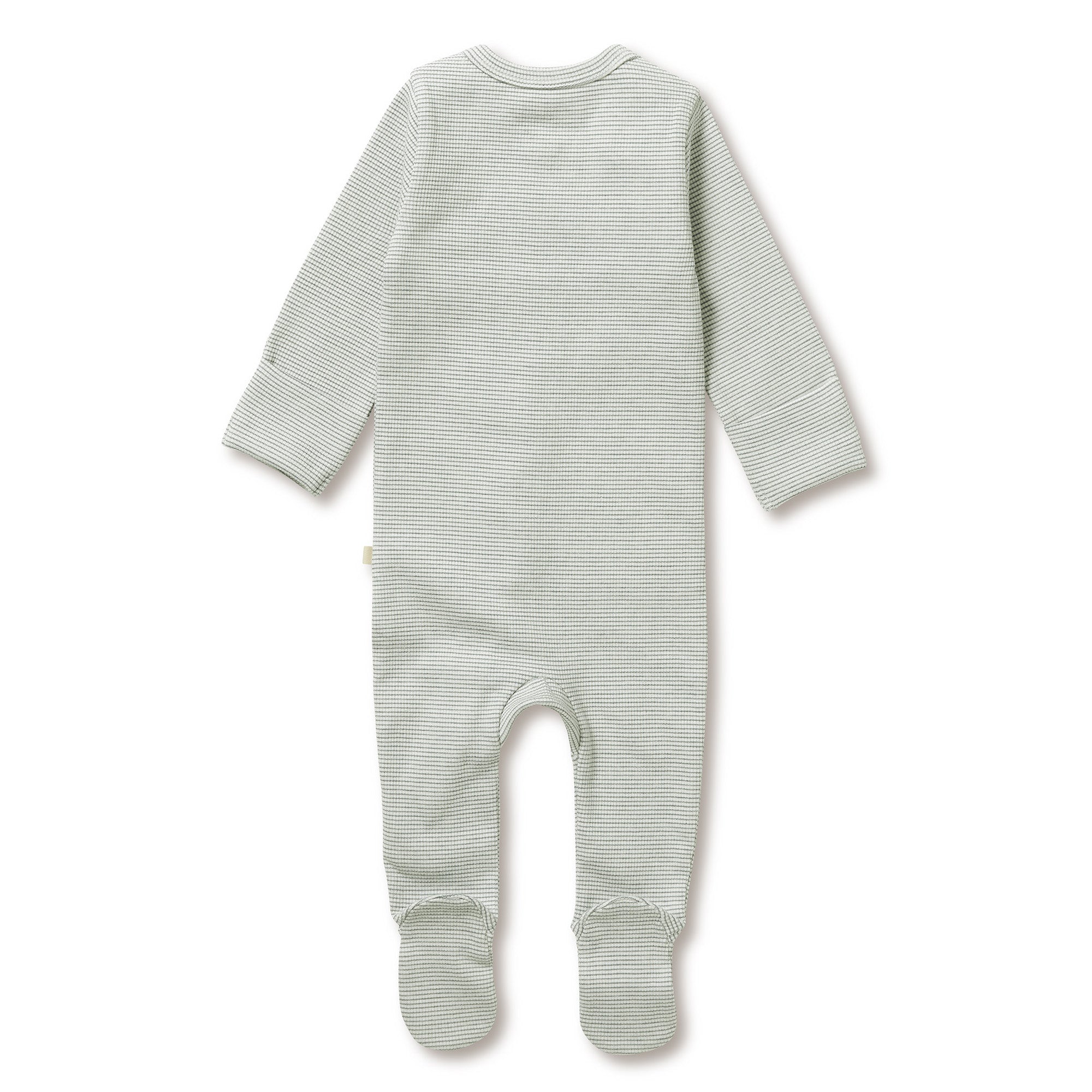 Organic Stripe Rib Zipsuit with Feet