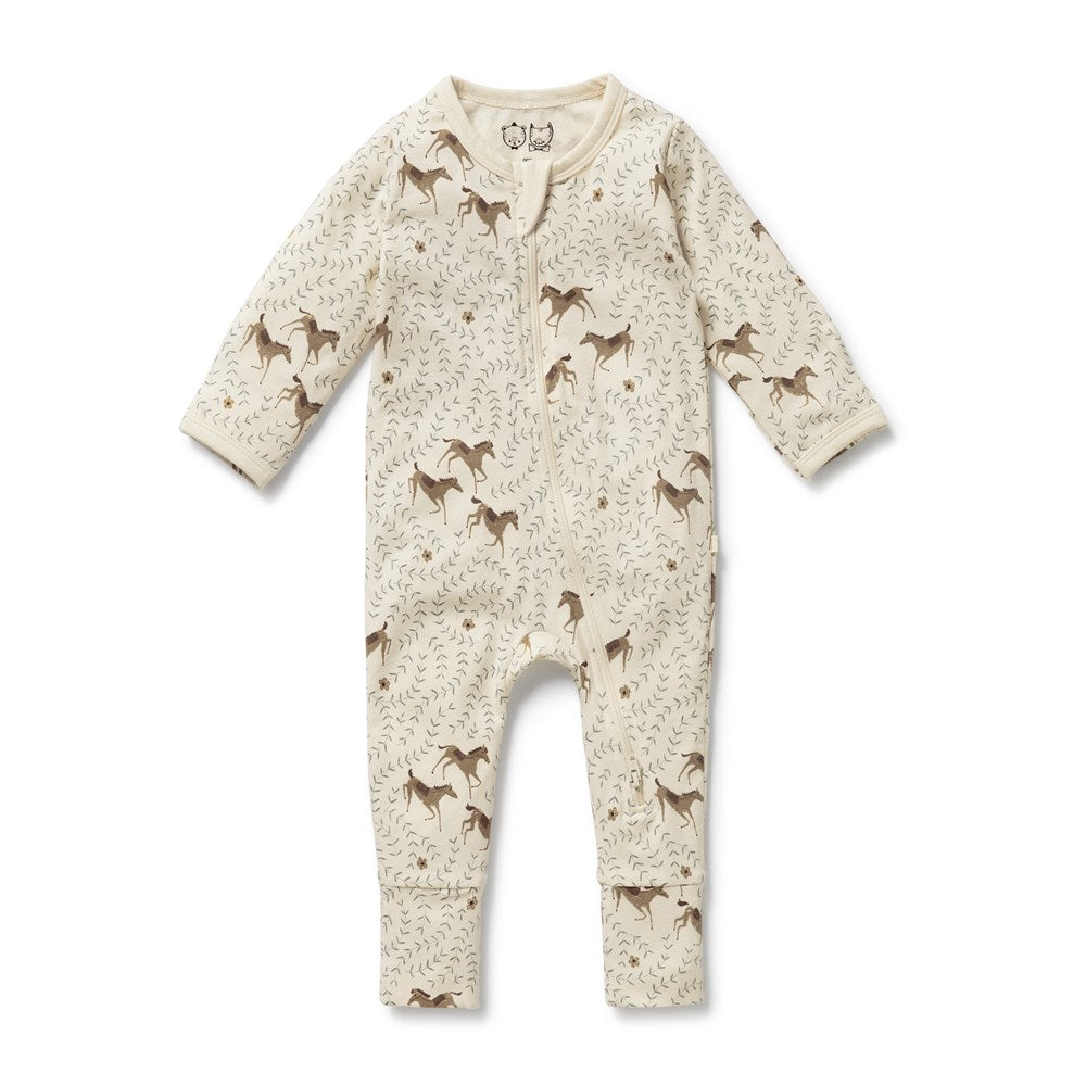 Trixie Horse Organic Zipsuit with Feet by Wilson and Frenchy – made from organic cotton