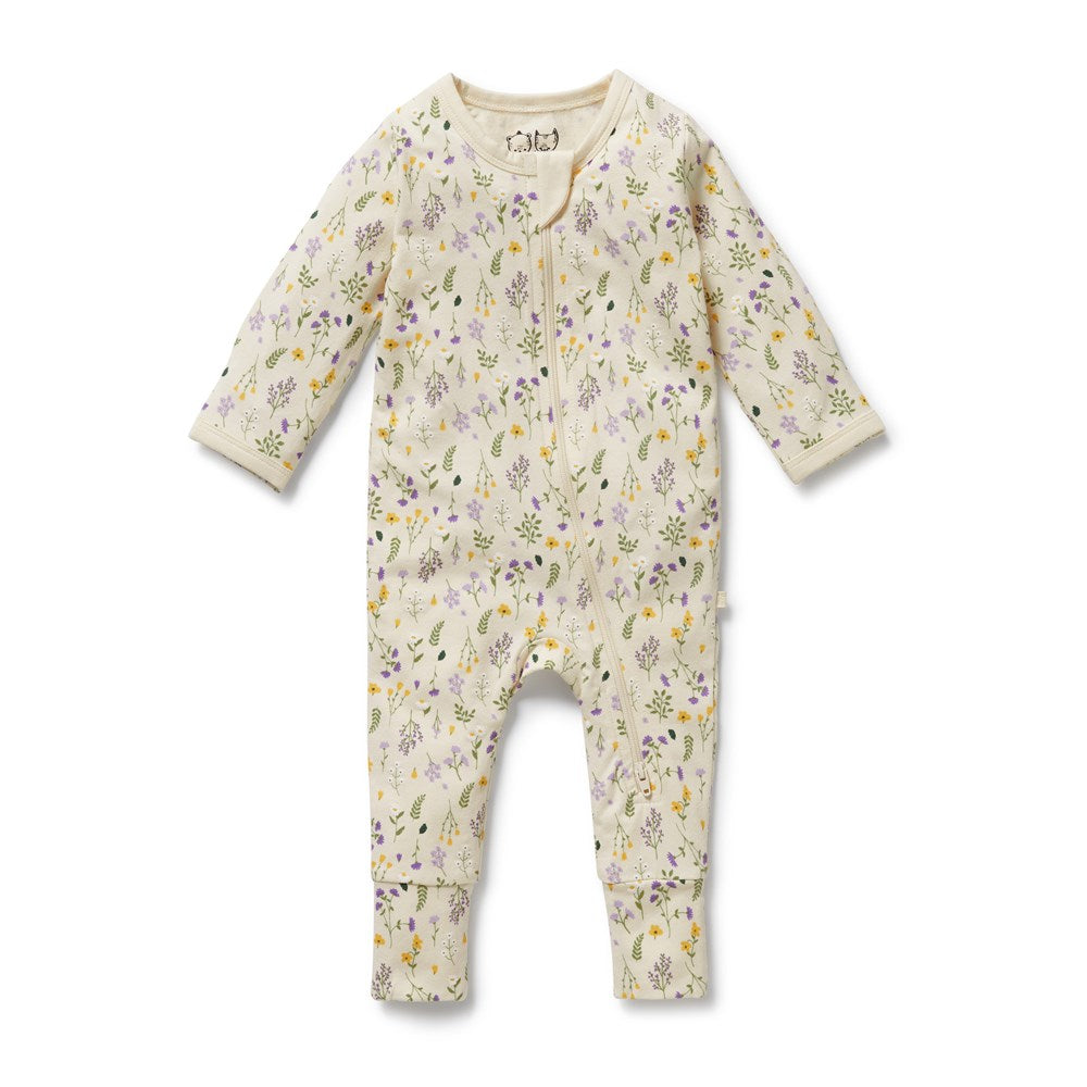 Tinker Floral Organic Zipsuit With Feet