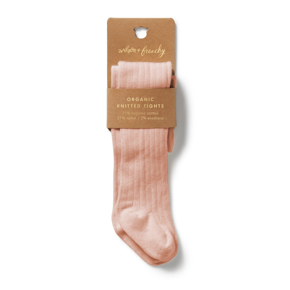 Pink Organic Ribbed Tights by Wilson and Frenchy – made from organic cotton