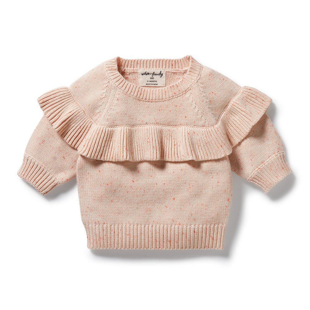 Fairy Floss Organic Knitted Ruffle Jumper