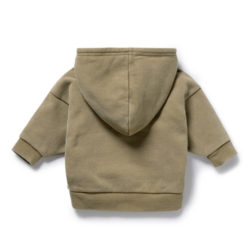 Olive Organic Terry Hooded Sweat