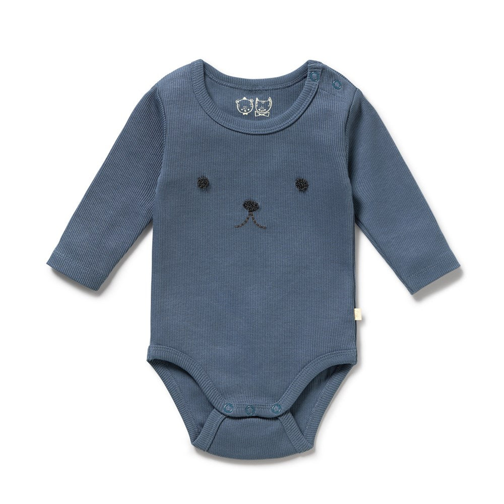 Twilight Blue Organic Rib long-sleeved Bodysuit