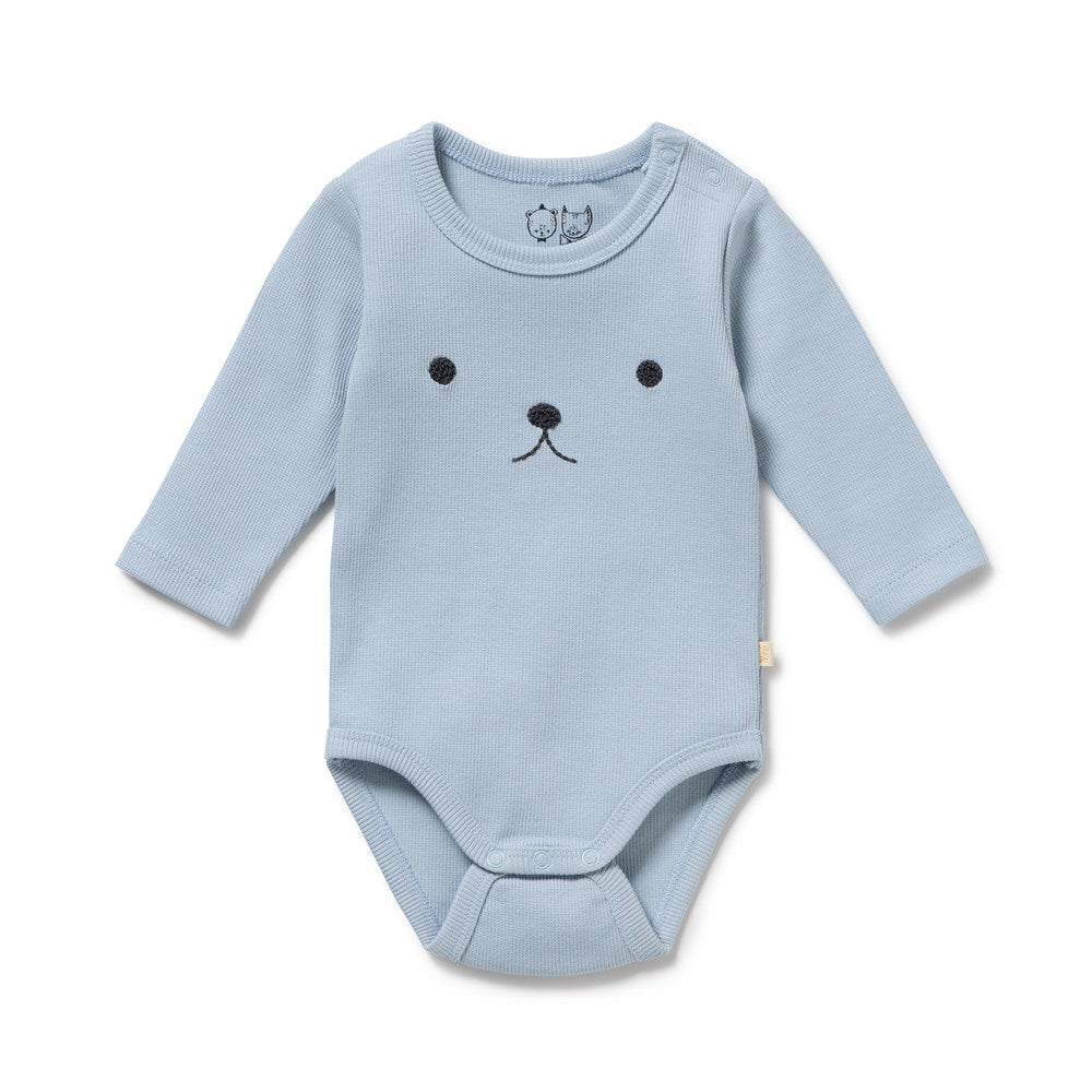 Storm Blue Organic Rib long-sleeved Bodysuit