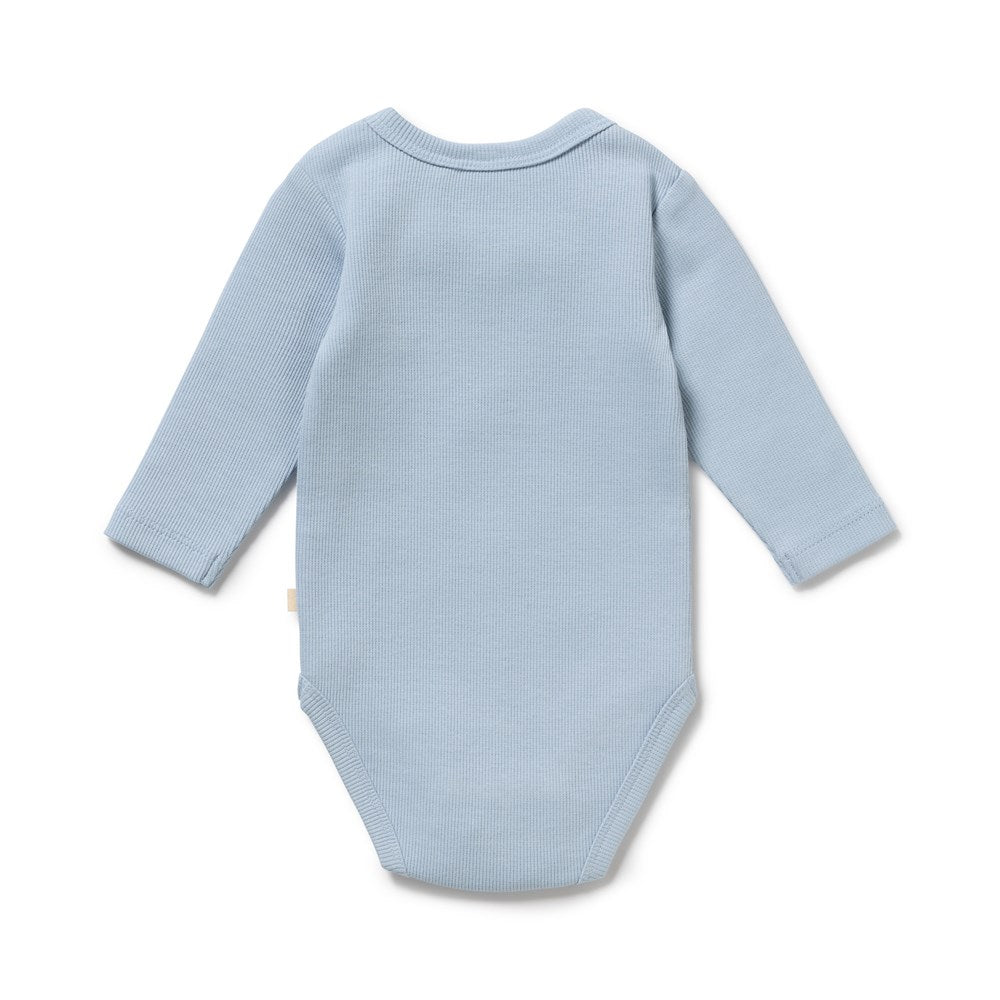 Storm Blue Organic Rib long-sleeved Bodysuit