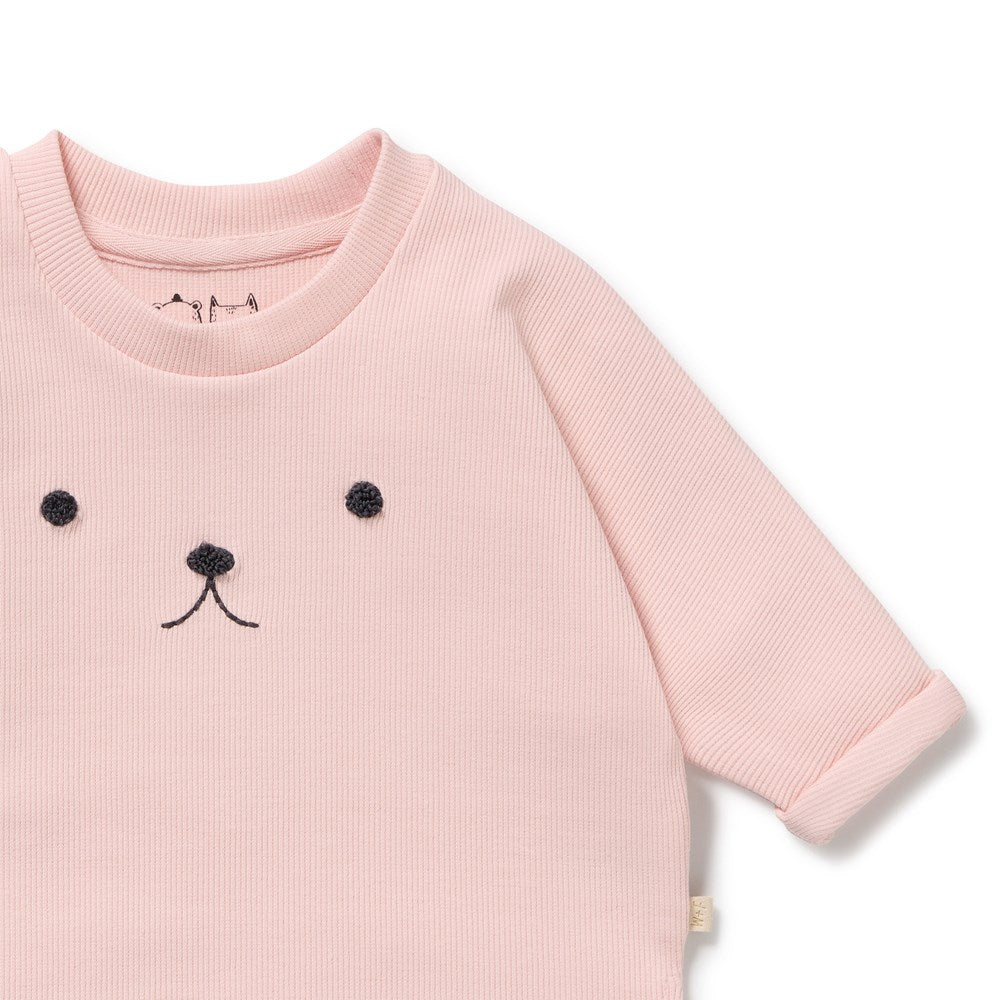 Strawberry Cream Organic Rib long-sleeved Top