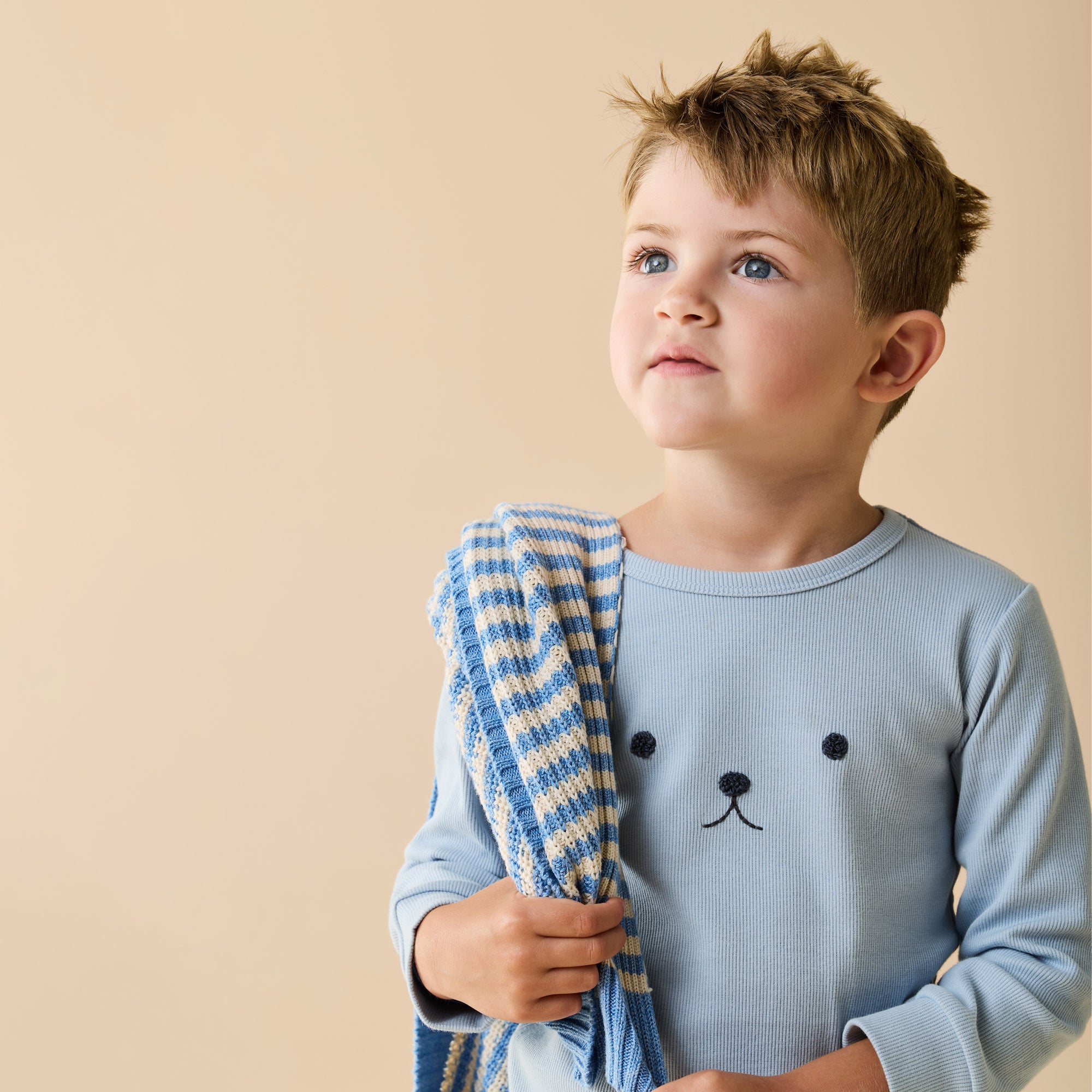 Storm Blue Organic Rib Long Sleeved Pyjamas