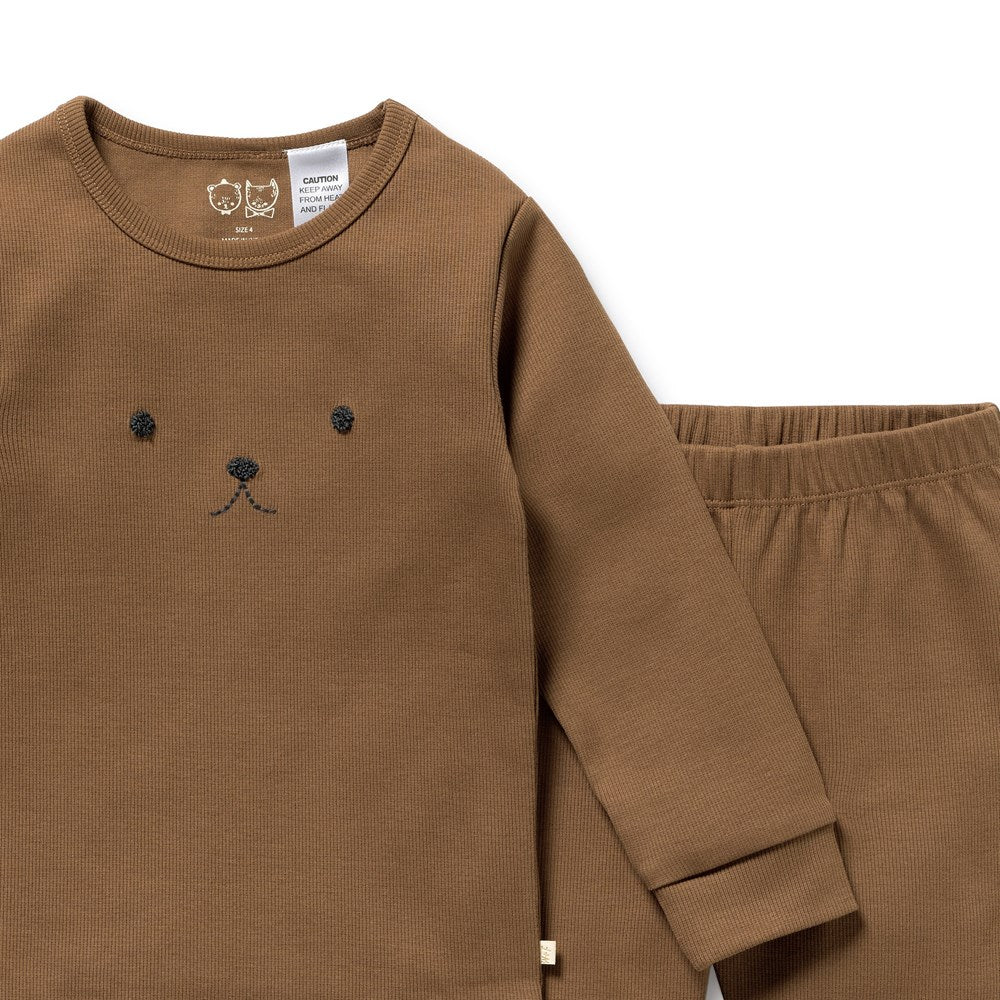 Nutmeg Organic Rib Long Sleeved Pyjamas