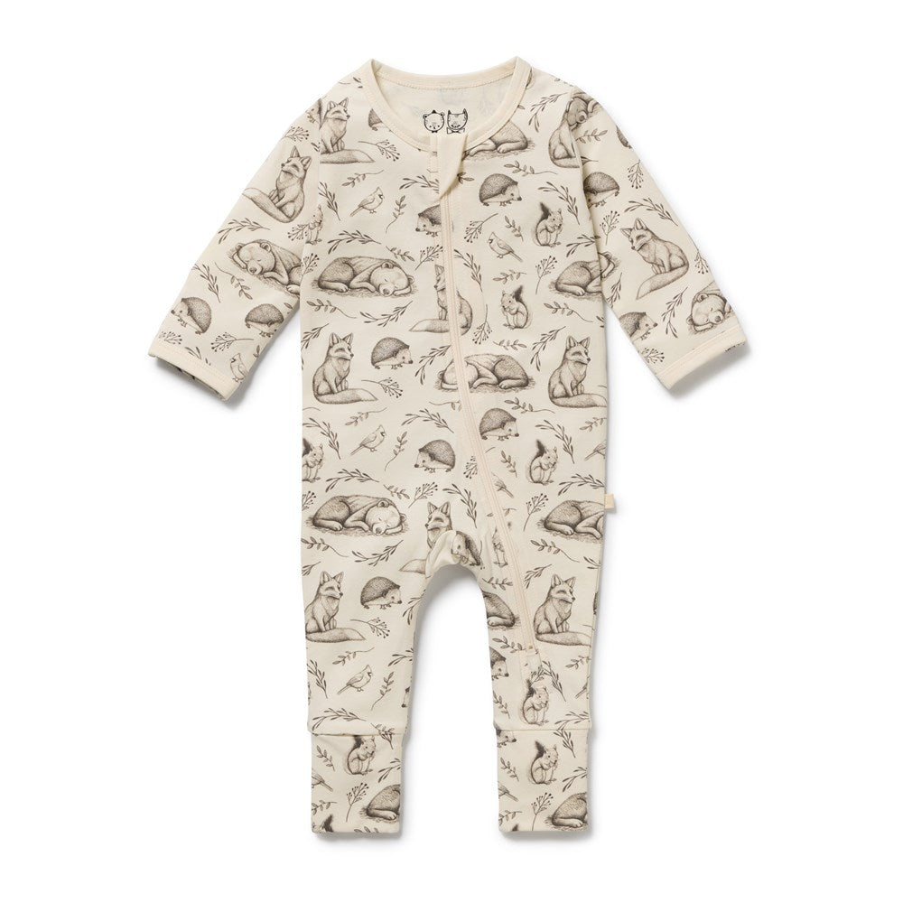Foxglove Forest Organic Zipsuit with Feet