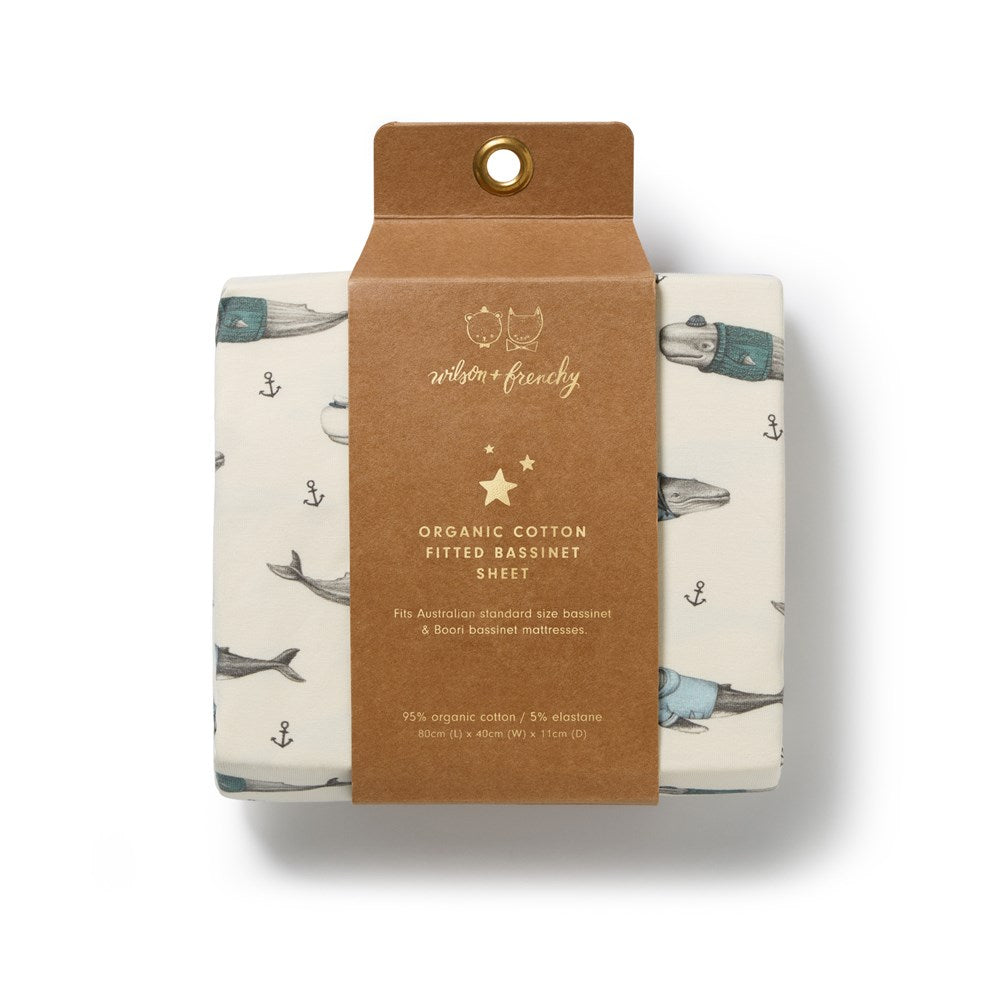 Woolly Whales Organic Bassinet Sheet