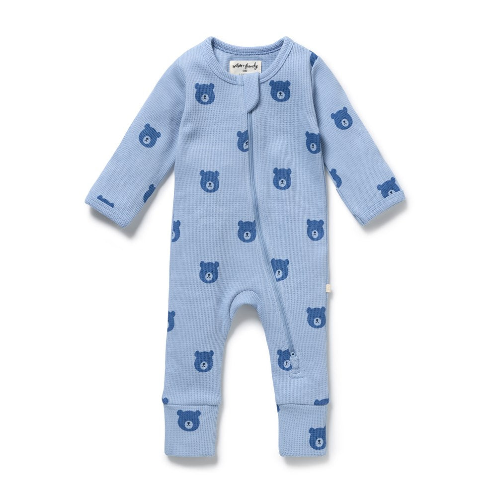 Bear Hugs Organic Waffle Zipsuit