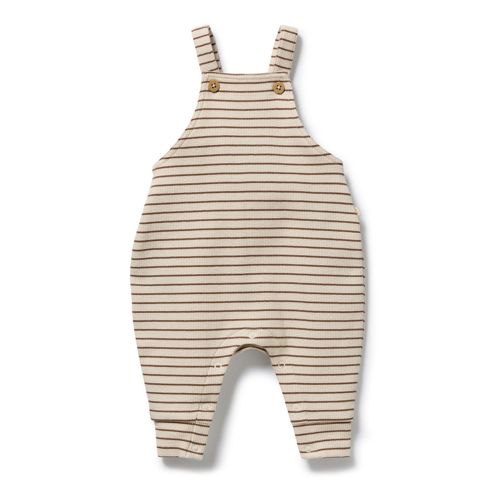 Nutmeg Stripe Organic Waffle Overall