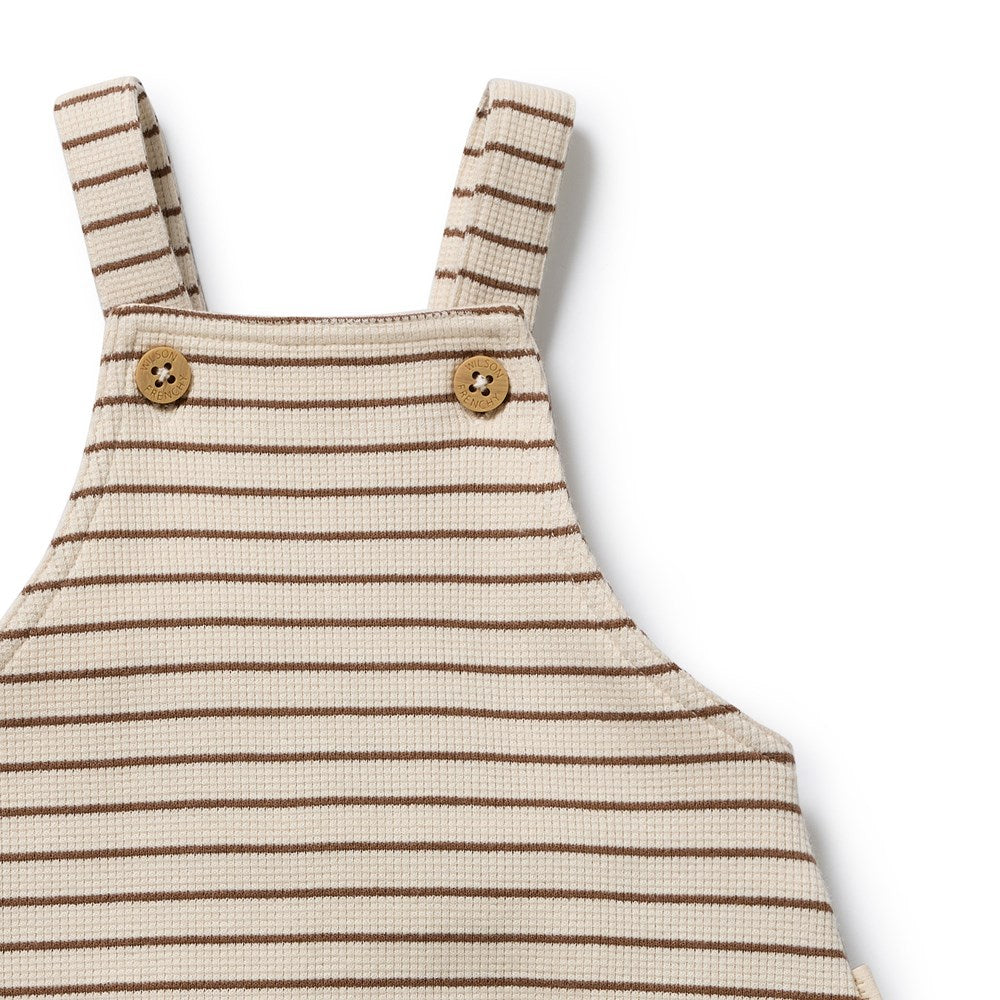 Nutmeg Stripe Organic Waffle Overall
