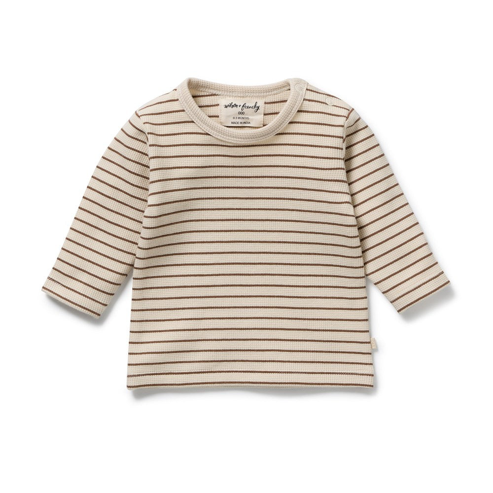 Nutmeg Stripe Organic Waffle Top