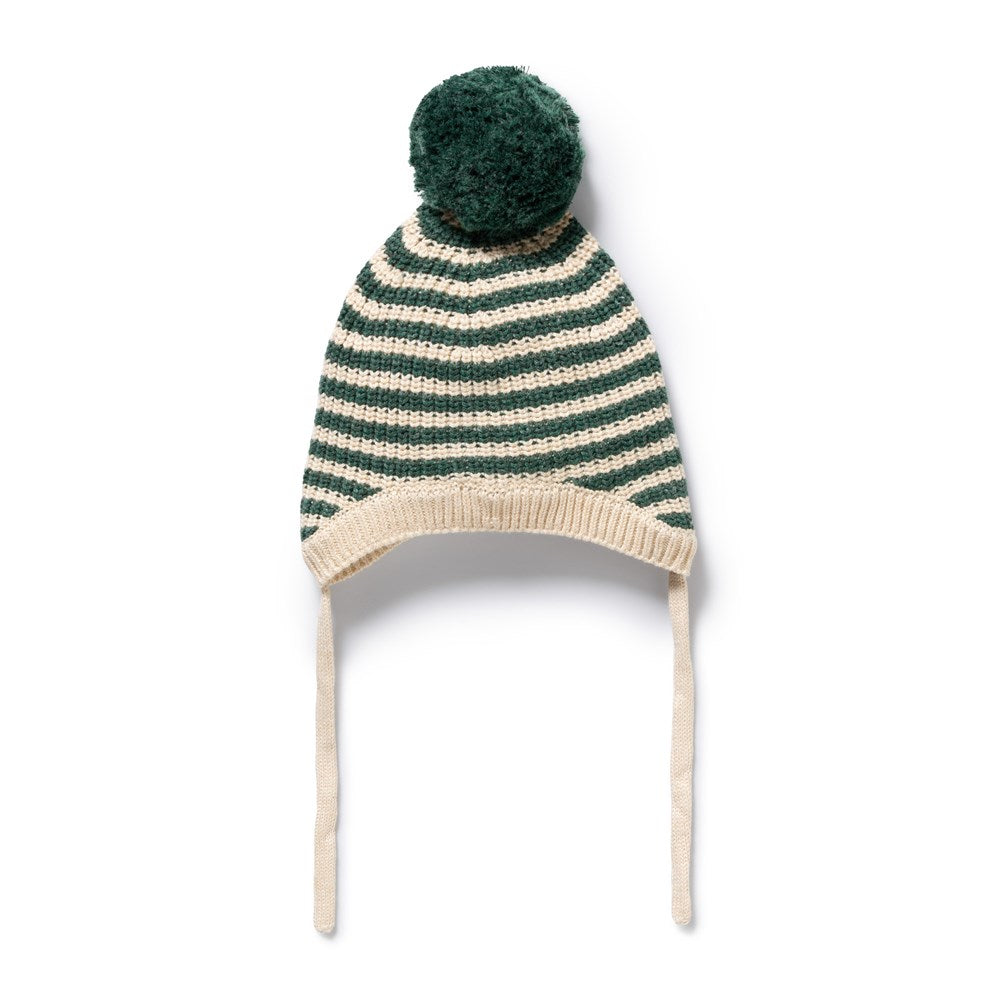 Clover Organic Knitted Stripe Bonnet
