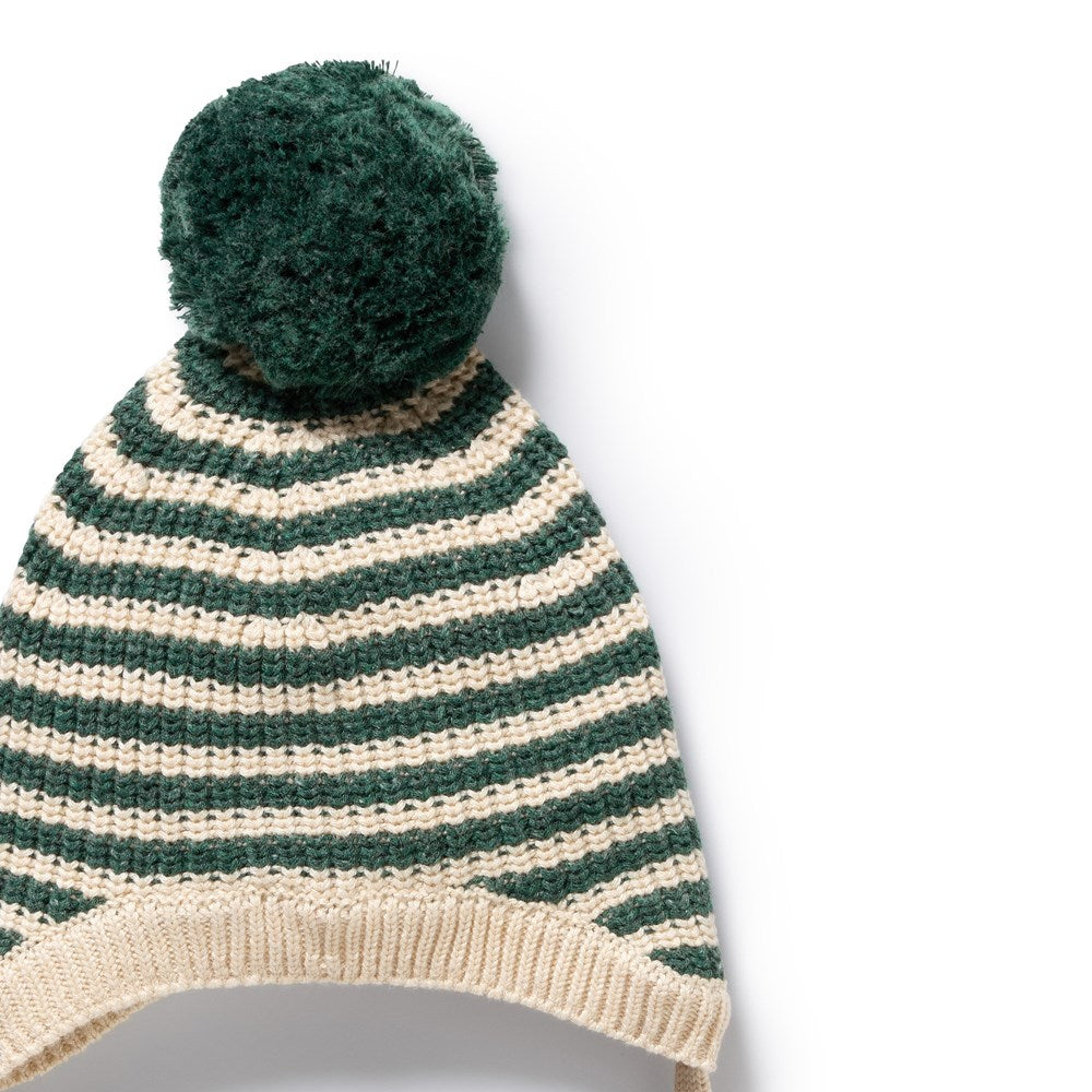 Clover Organic Knitted Stripe Bonnet