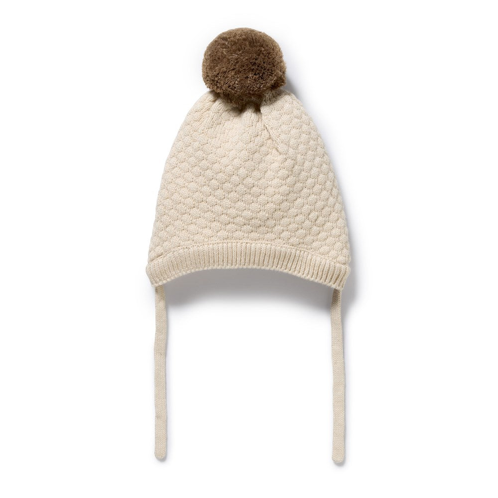 Cream Organic Knitted Bubble Bonnet