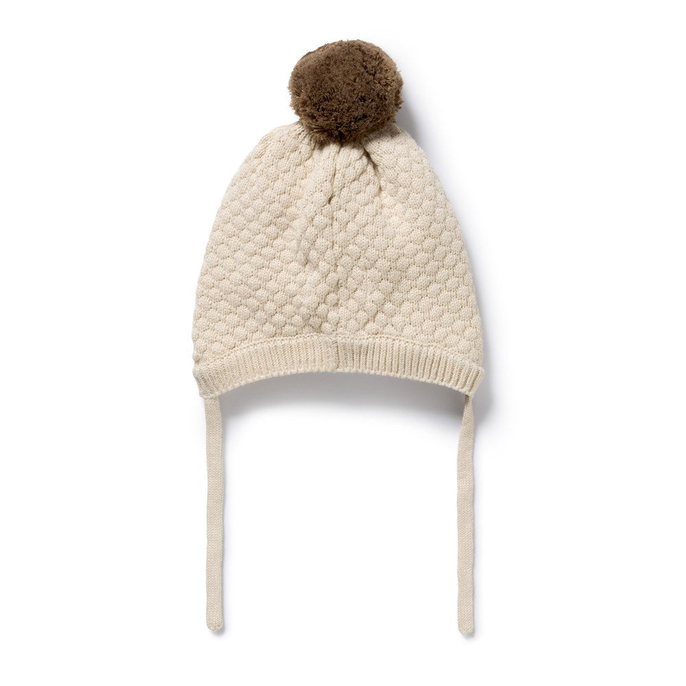 Cream Organic Knitted Bubble Bonnet