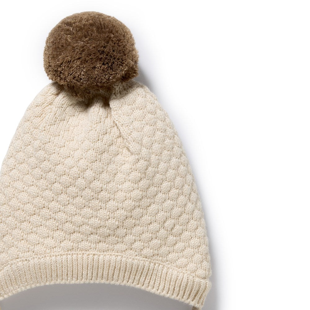 Cream Organic Knitted Bubble Bonnet
