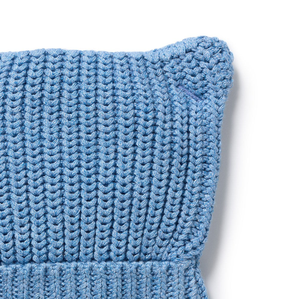 Frosted Blue Organic Knitted Bear Hat