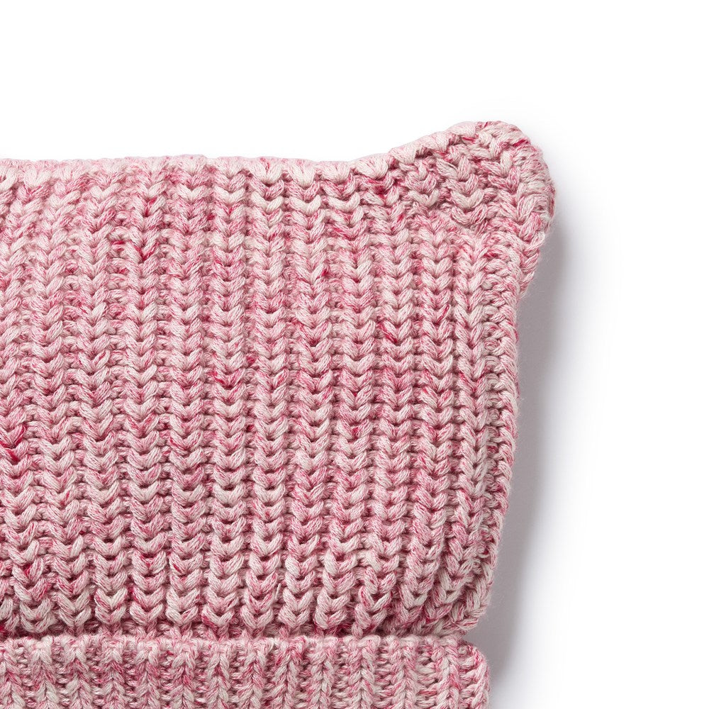 Rhubarb and Cream Organic Knitted Bear Hat