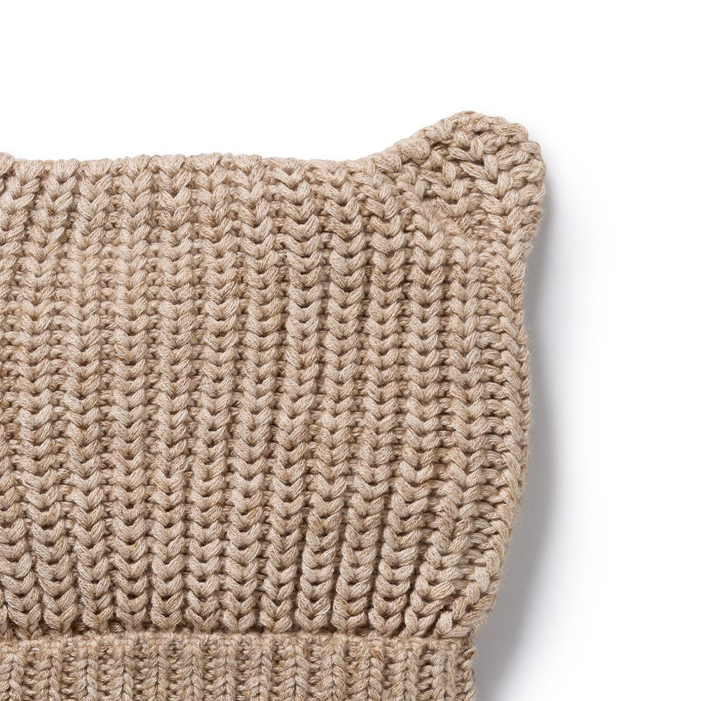 Sandstone Organic Knitted Bear Hat
