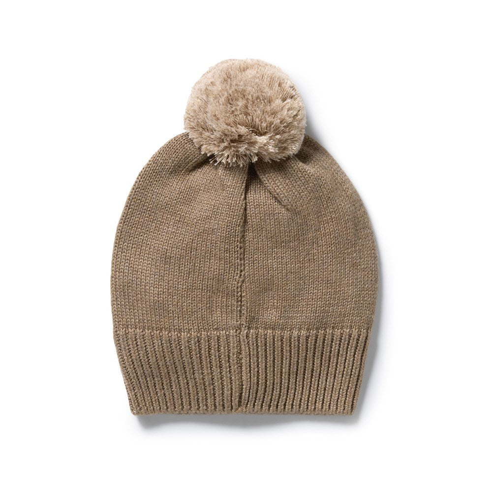 Chestnut Organic Knitted Bauble Hat