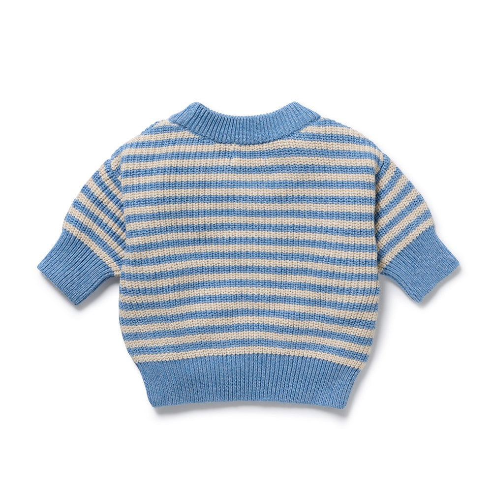 Frosted Blue Organic Knitted Stripe Jumper
