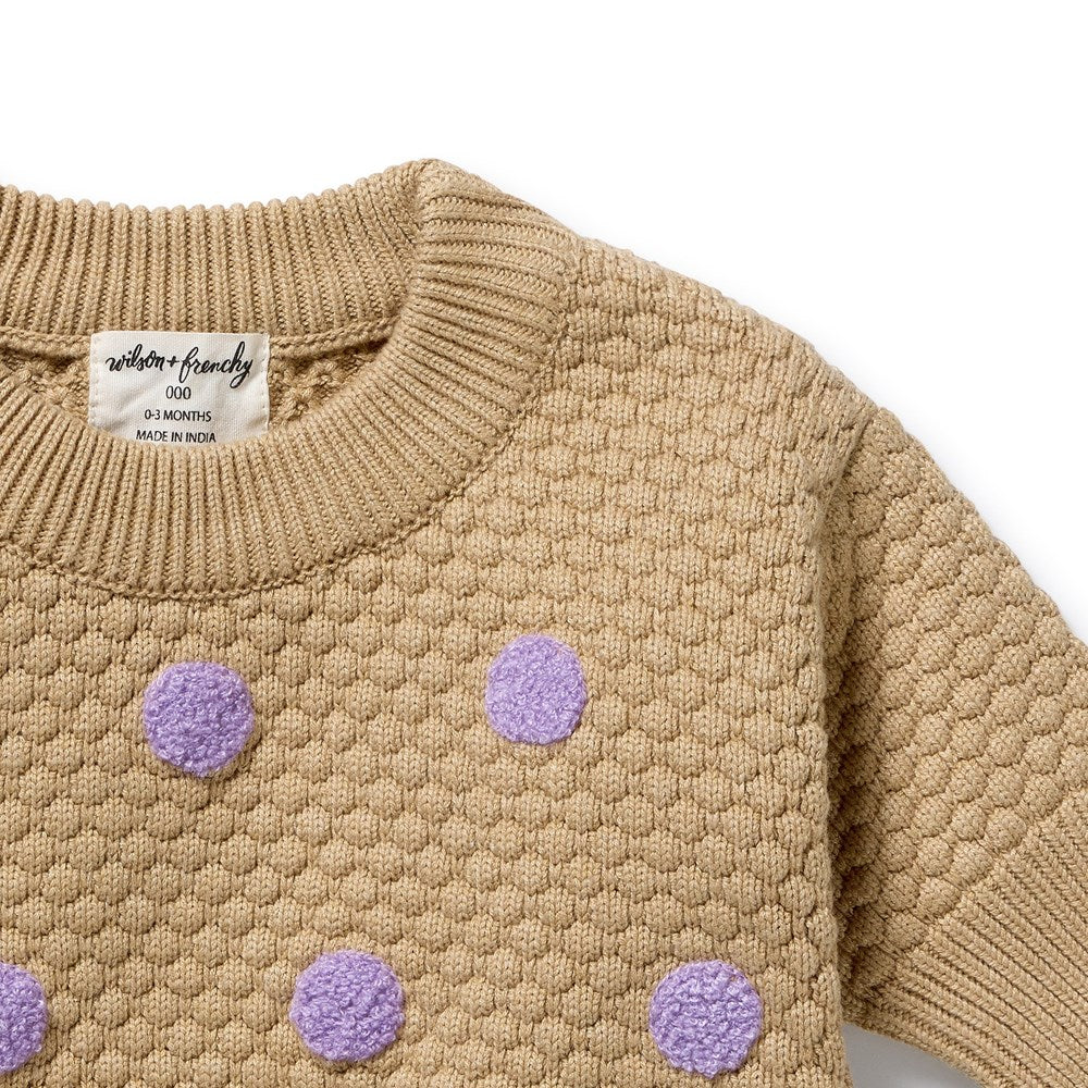 Oat and Mulberry Organic Knitted Bauble Jumper