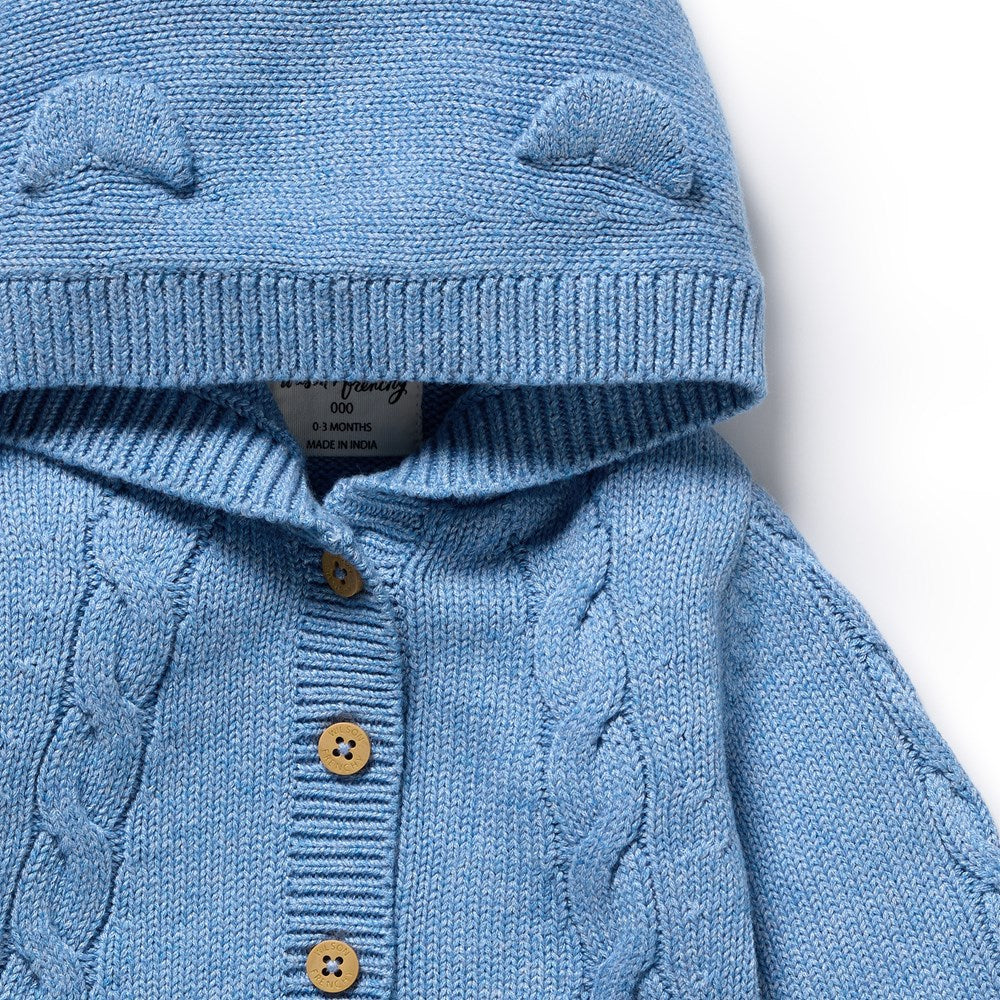 Frosted Blue Organic Knitted Cable Jacket