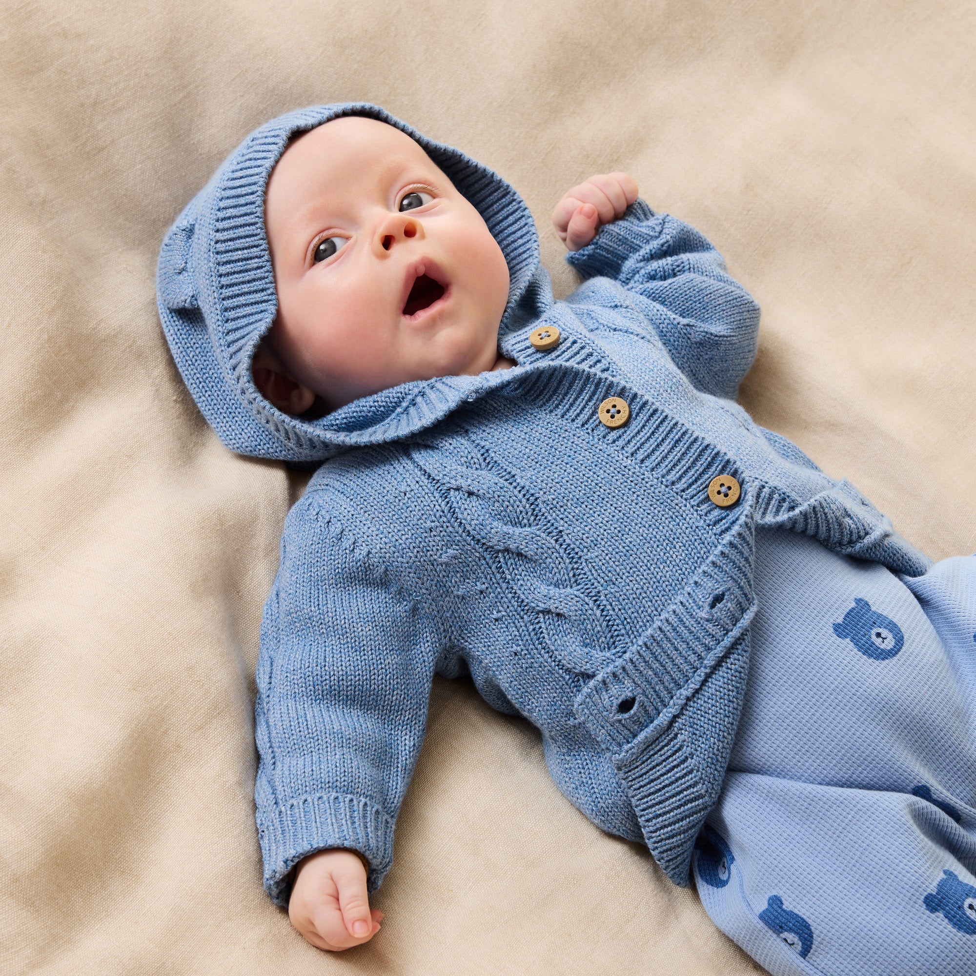 Frosted Blue Organic Knitted Cable Jacket