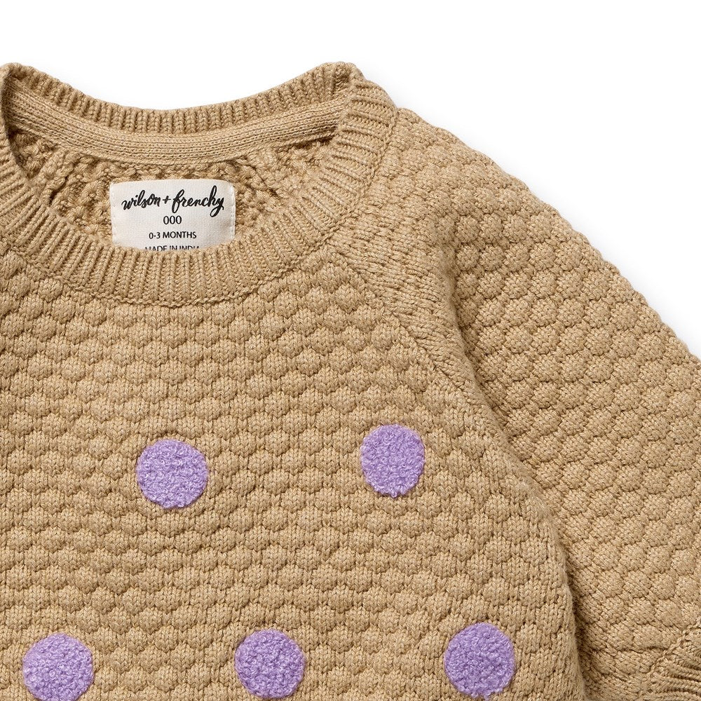 Oat and Mulberry Organic Knitted Bubble Bodysuit