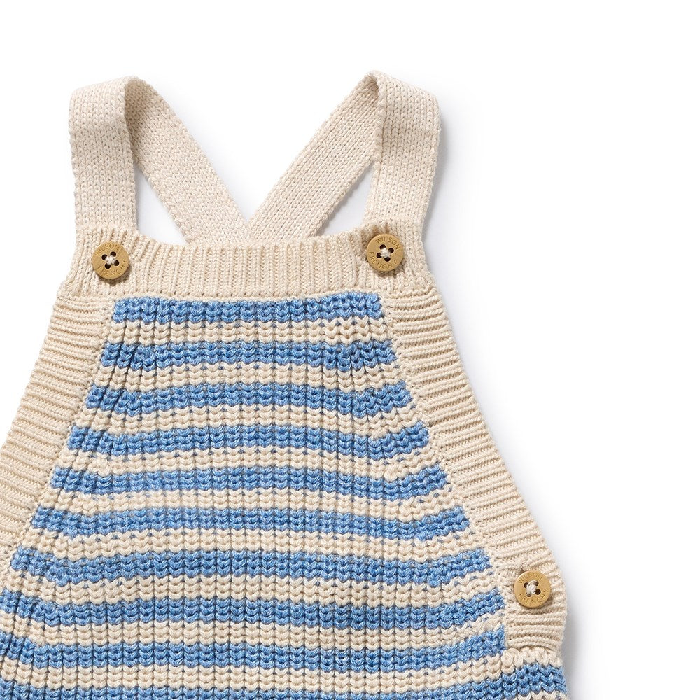 Frosted Blue Organic Knitted Stripe Overall