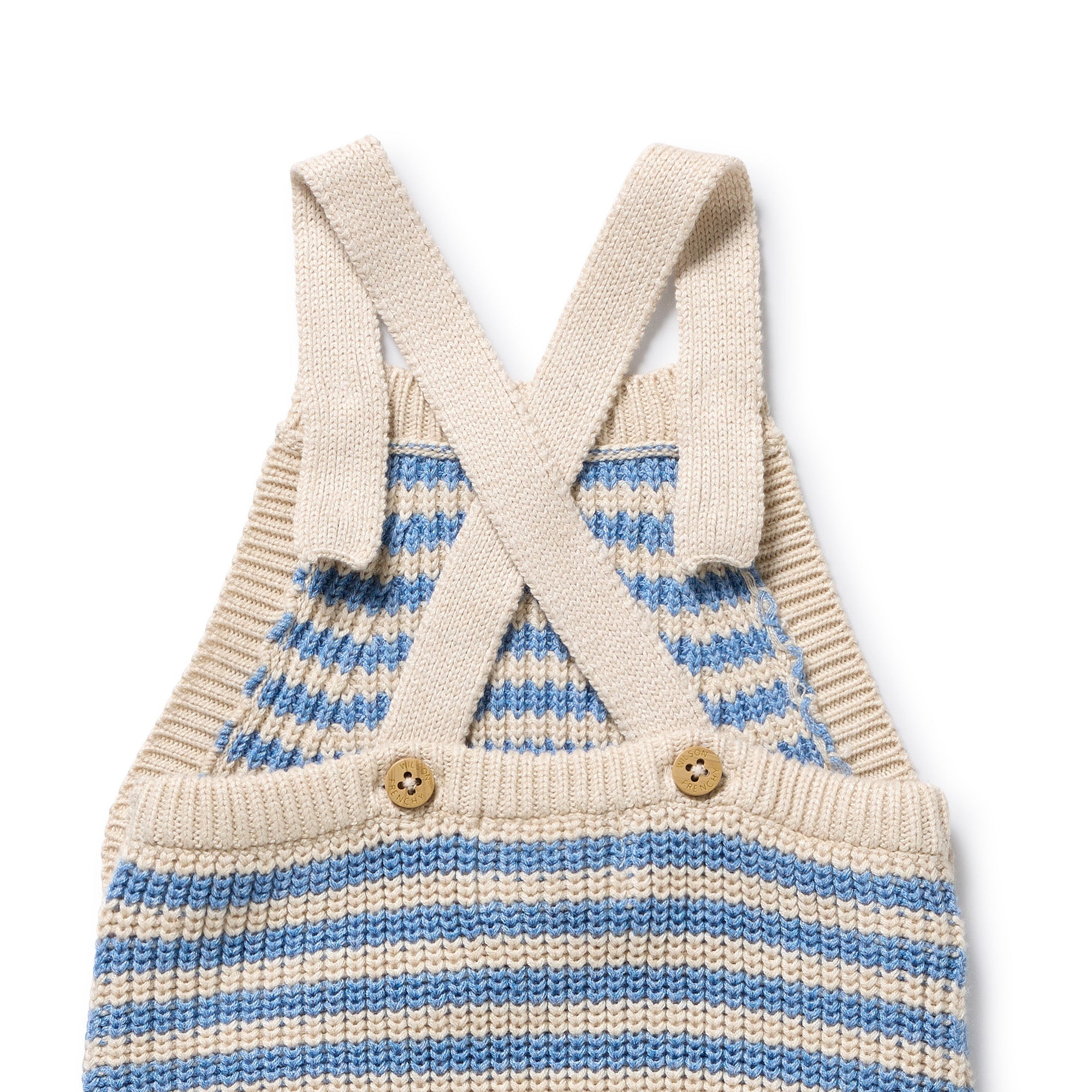 Frosted Blue Organic Knitted Stripe Overall