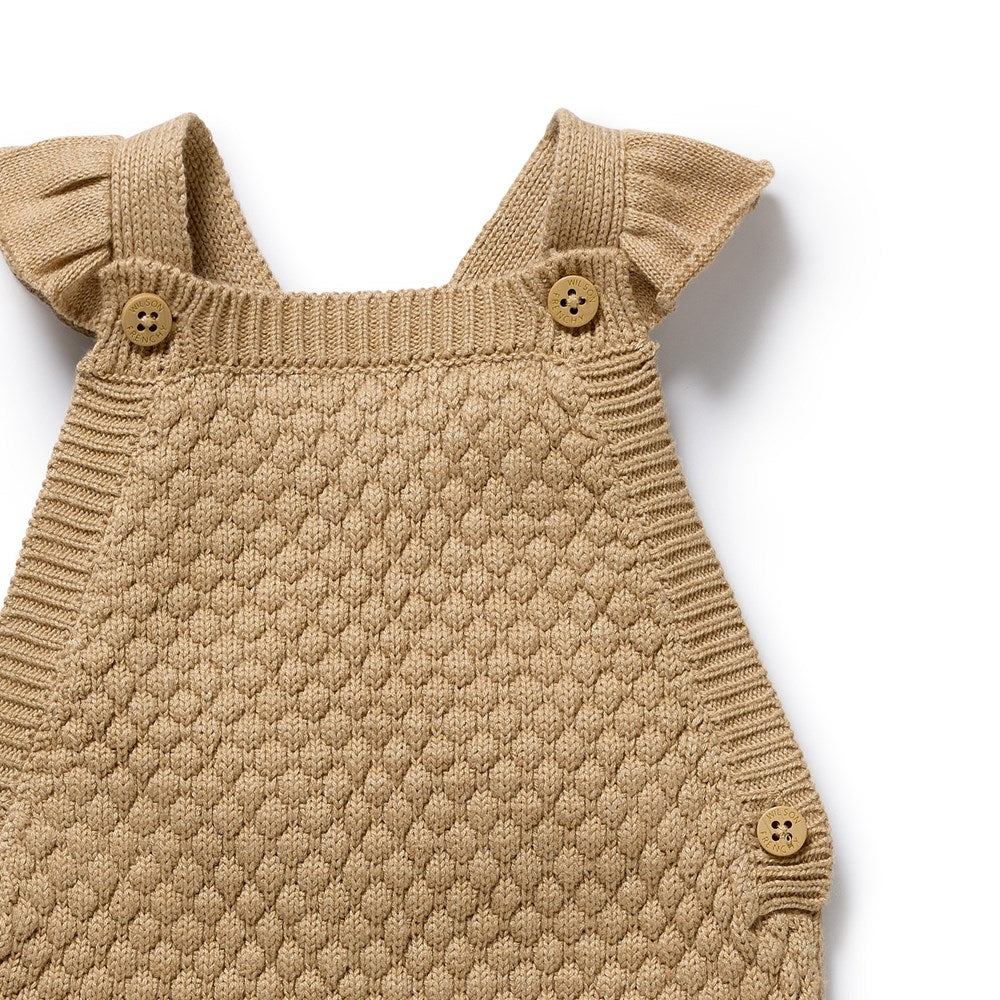 Oat Organic Knitted Bubble Ruffle Overall