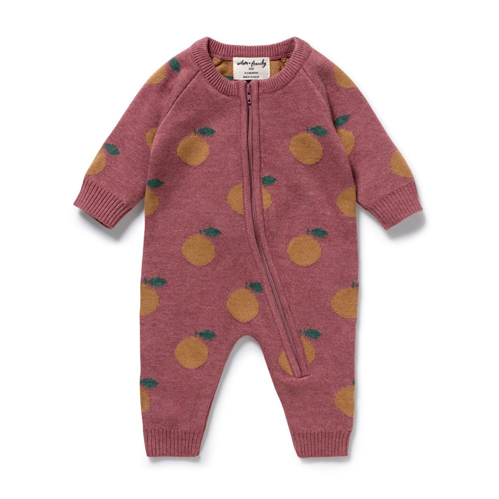 Clementine Organic Knitted Jacquard Growsuit
