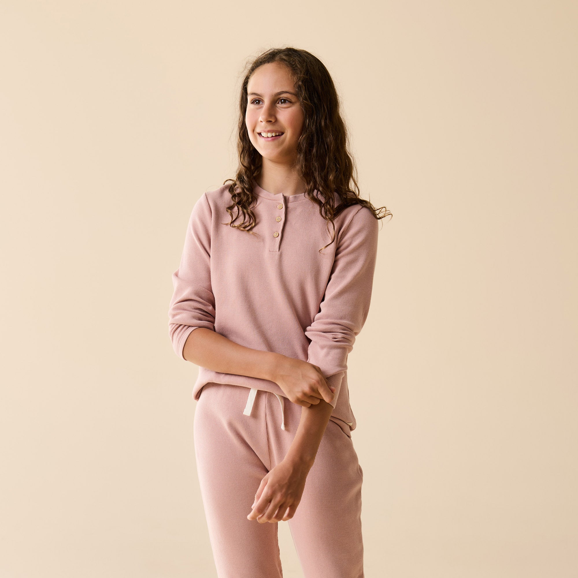 Rose Organic Waffle Henley Pyjamas