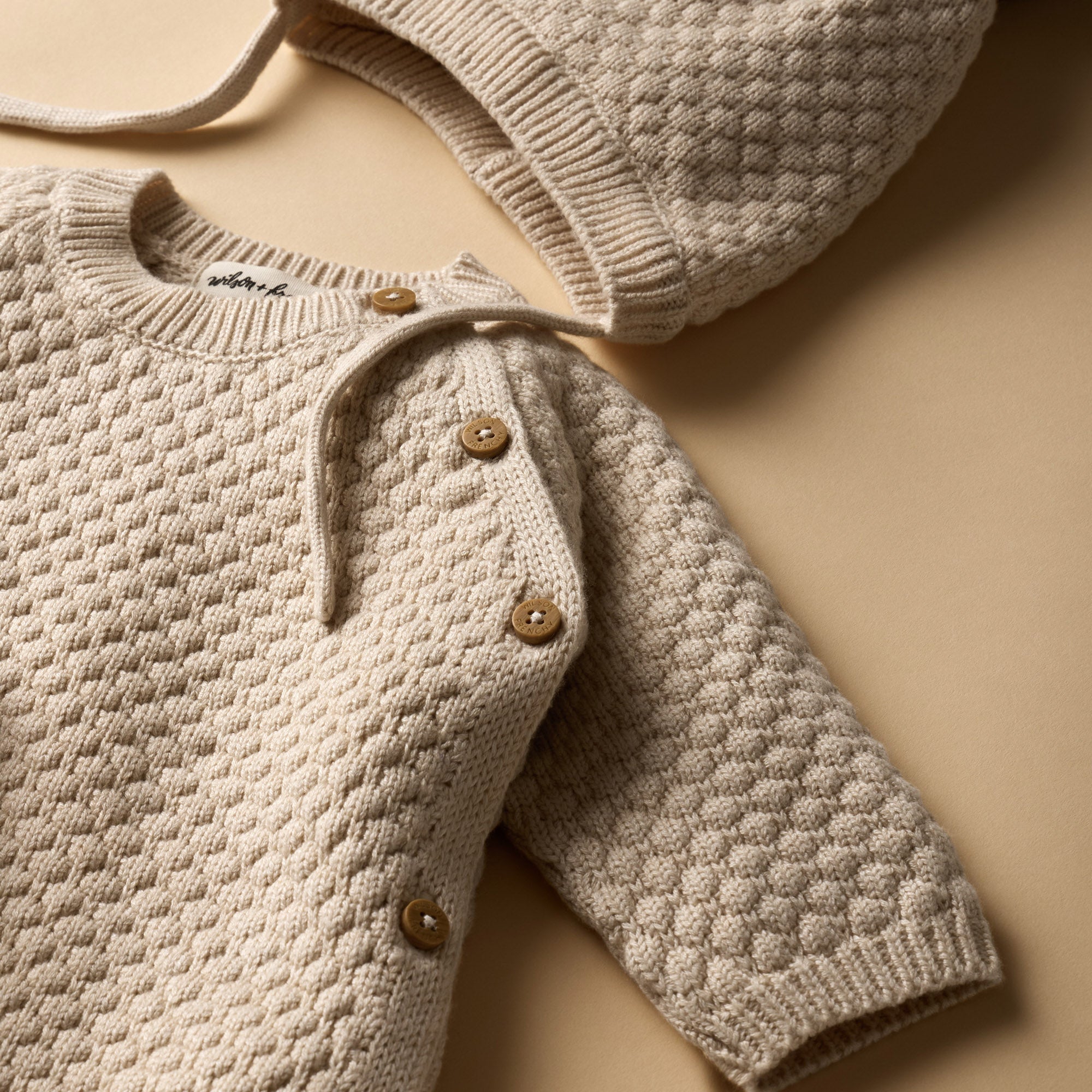 Cream Organic Knitted Bubble Bonnet