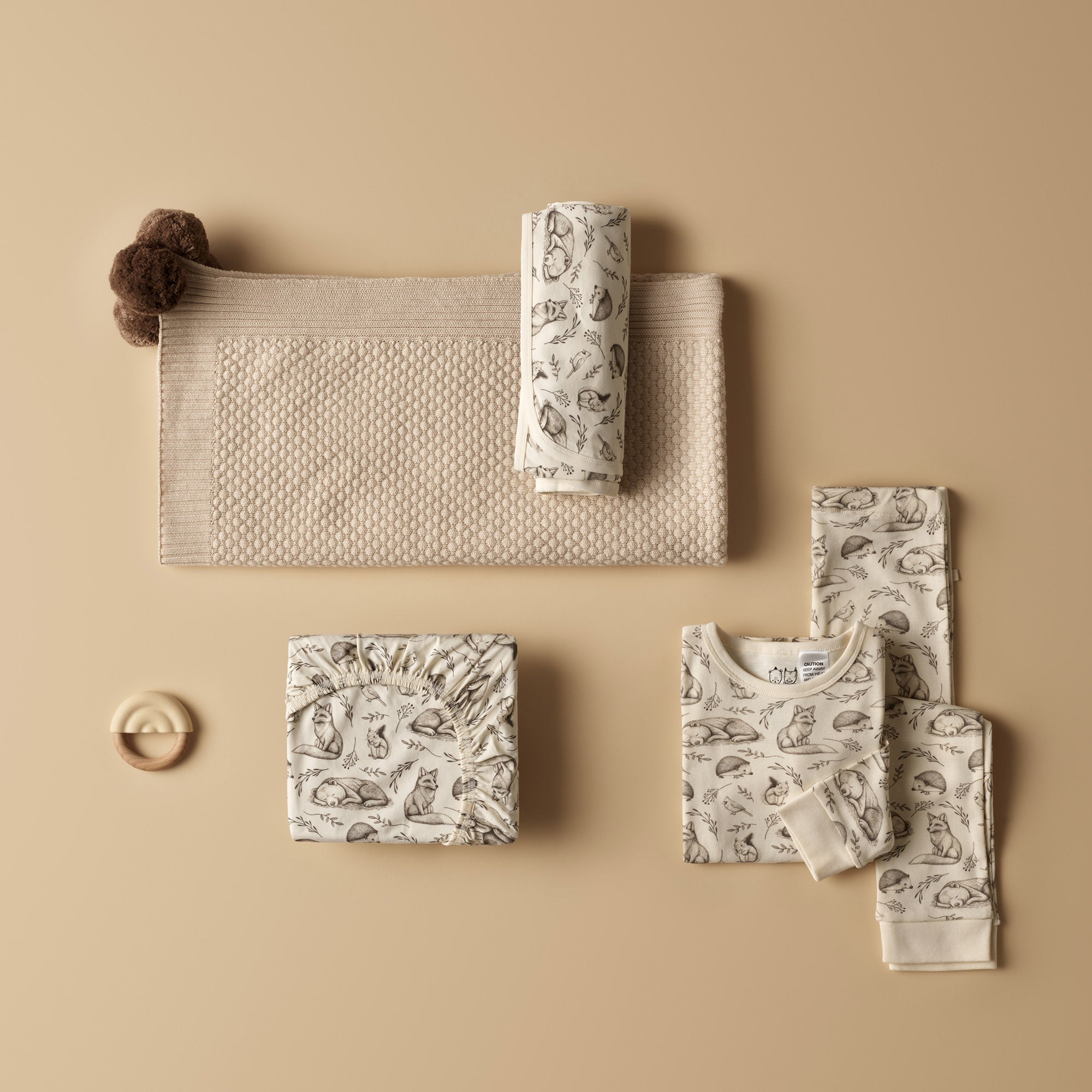 Cream Organic Knitted Bubble Blanket