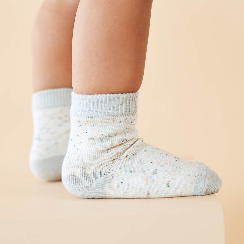 Glacier Grey, Blush, Fleck 3 Pack Baby Socks