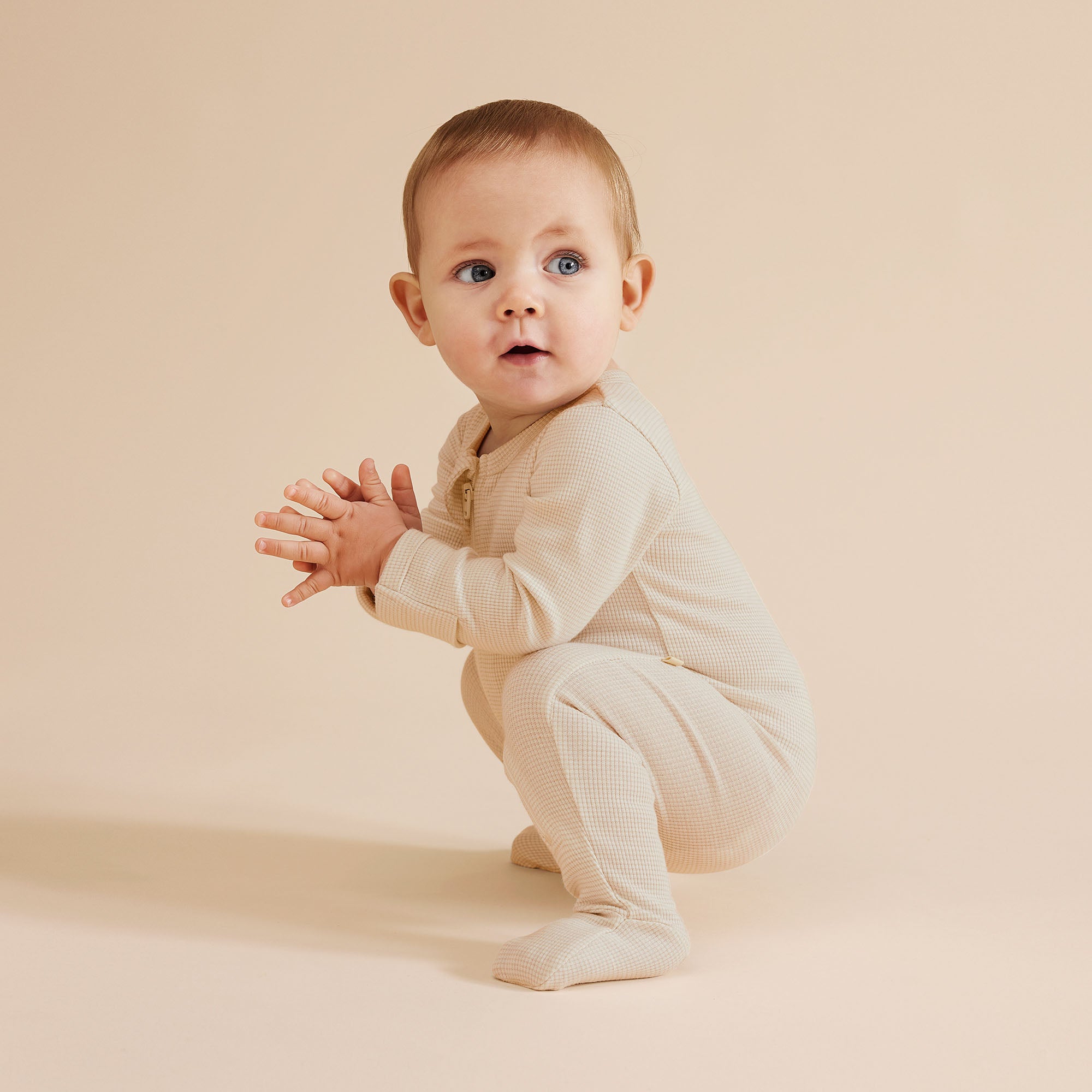 Organic Stripe Rib Zipsuit with Feet