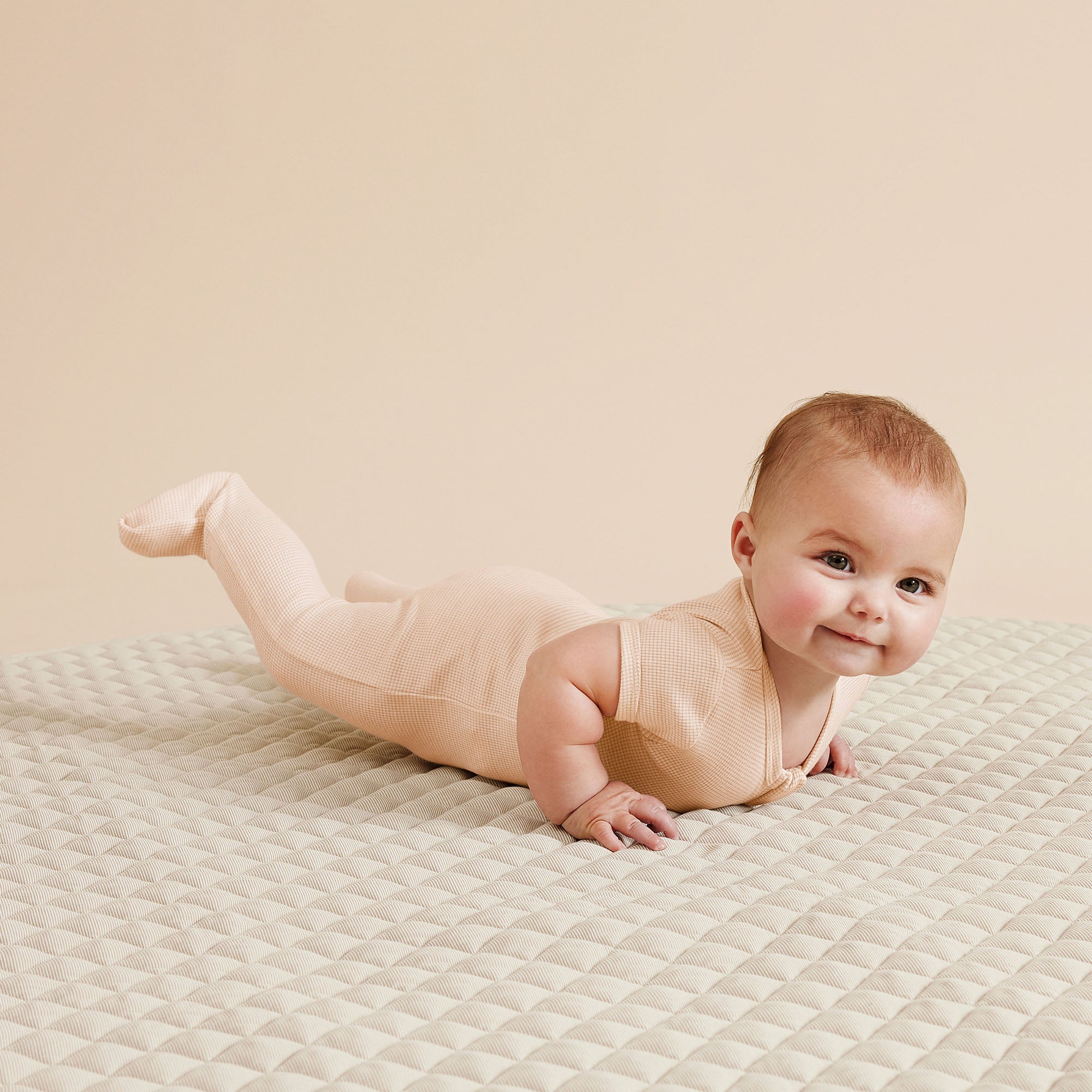 Organic Stripe Rib Zipsuit