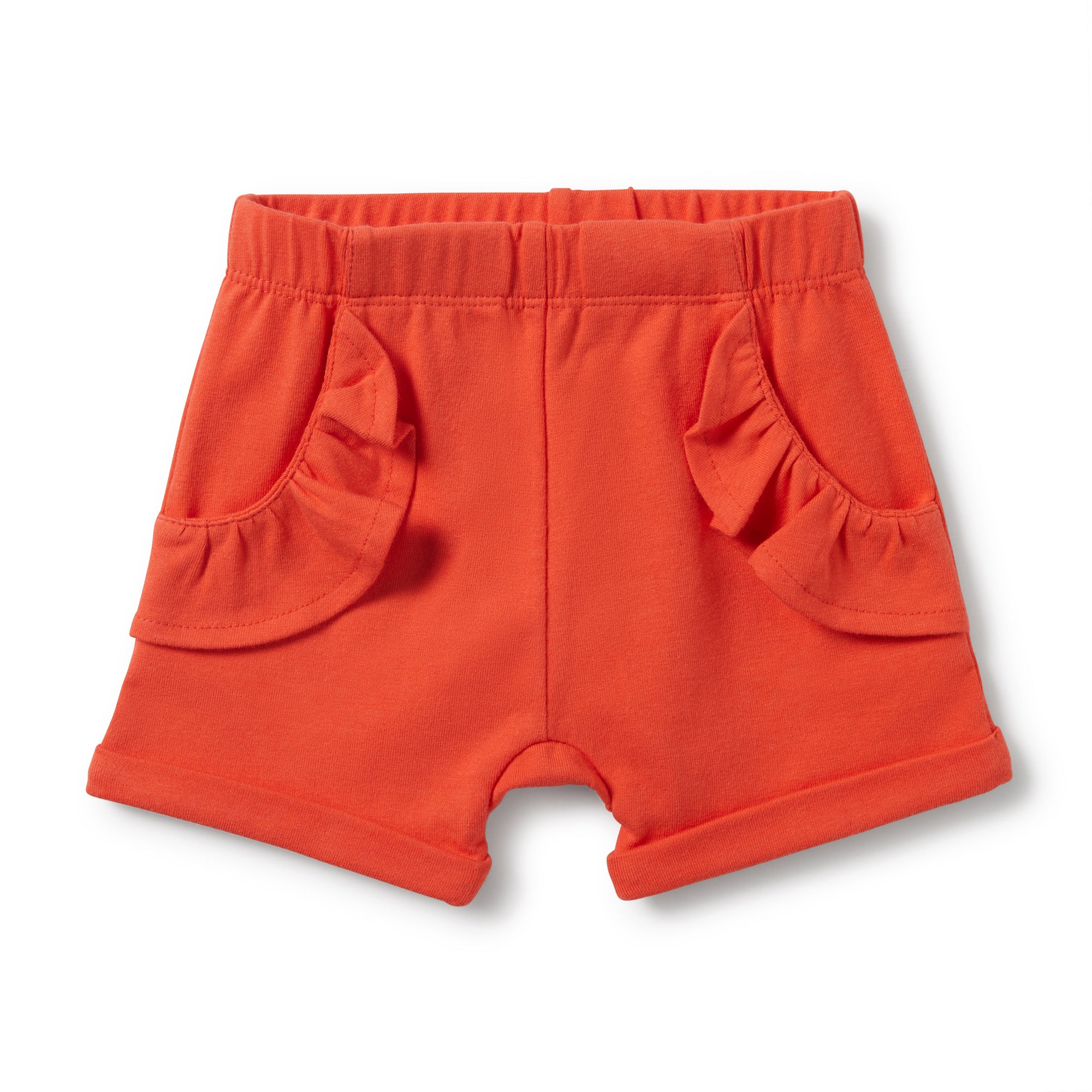 HOT CORAL RUFFLE POCKET SHORTS - Wilson and Frenchy