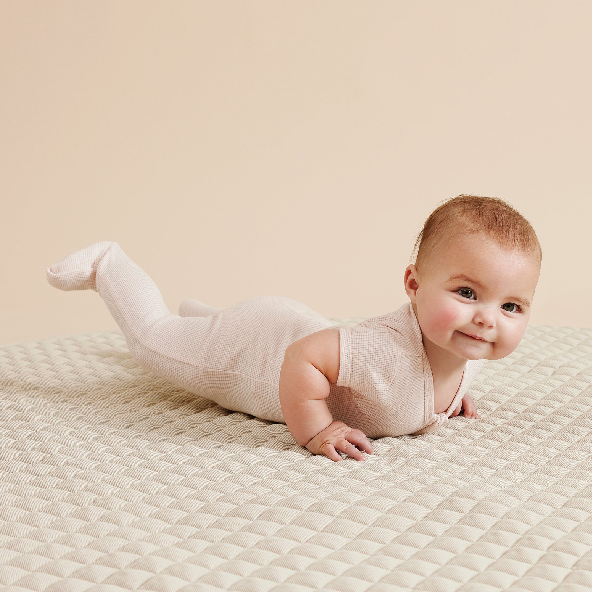 Organic Stripe Rib Zipsuit