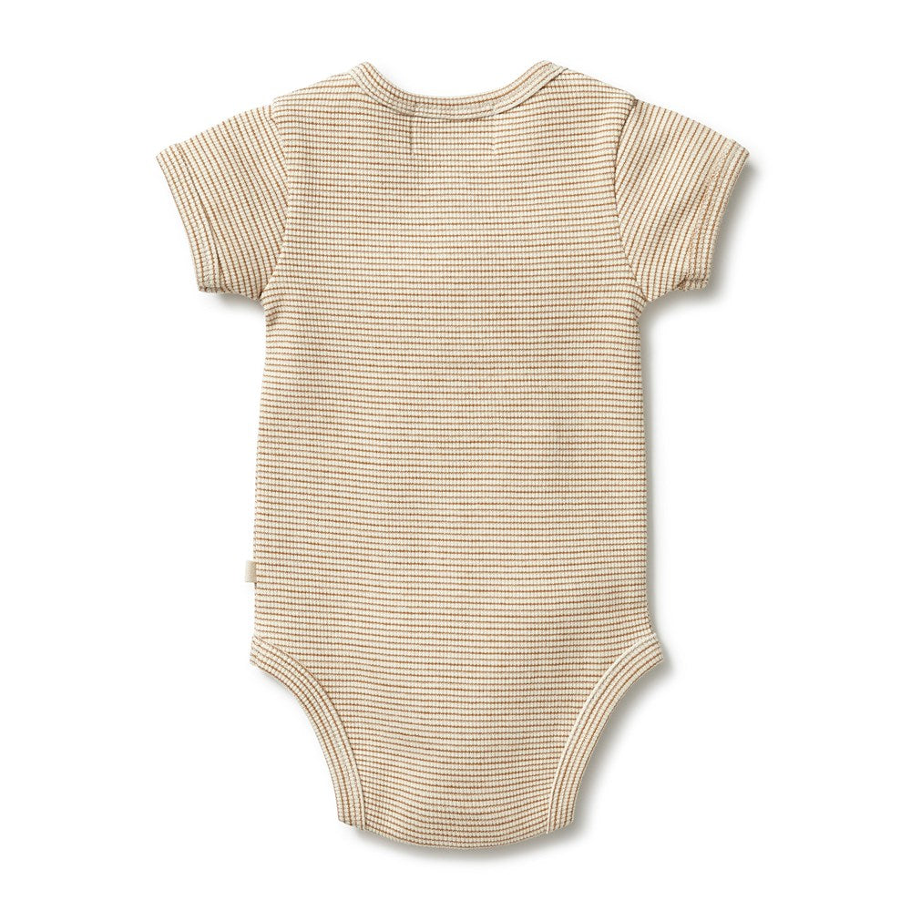 Organic Stripe Rib Henley Bodysuit