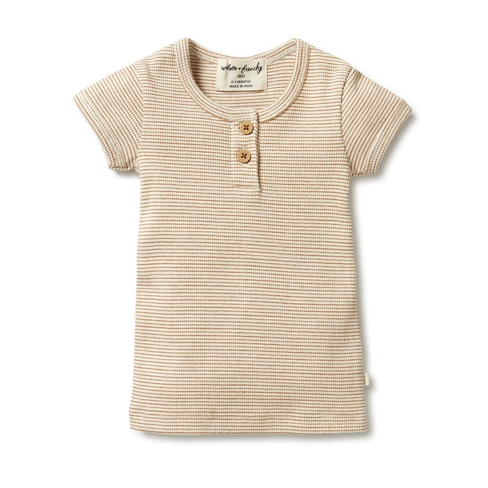 Organic Stripe Rib Henley Tee