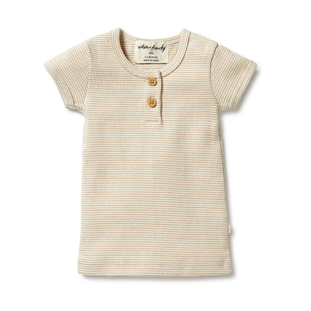Organic Stripe Rib Henley Tee